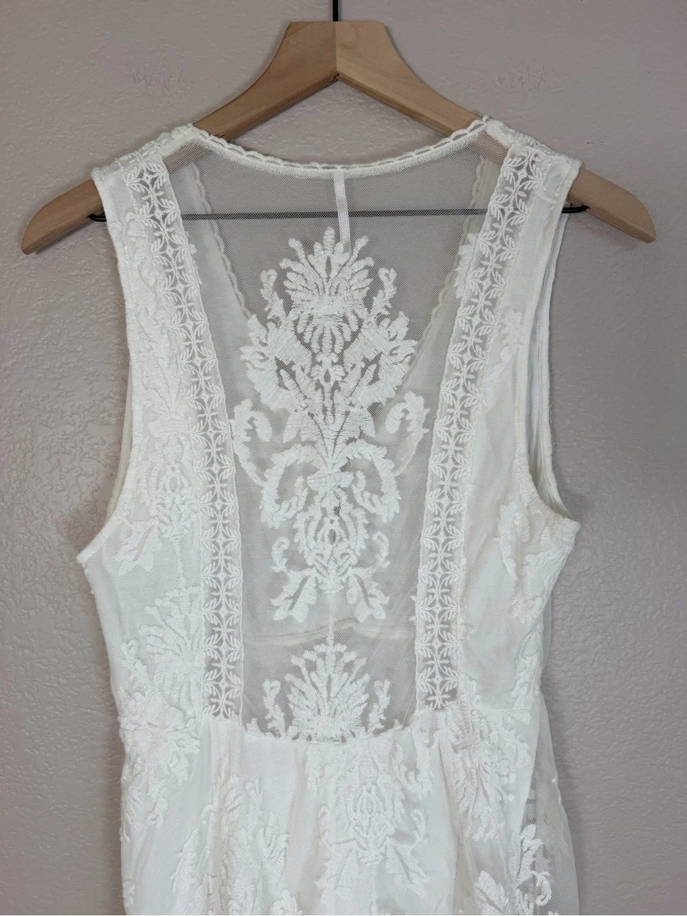 Vintage Free People Reign Over Me Lace Skater Mini Dress White size 8 $128